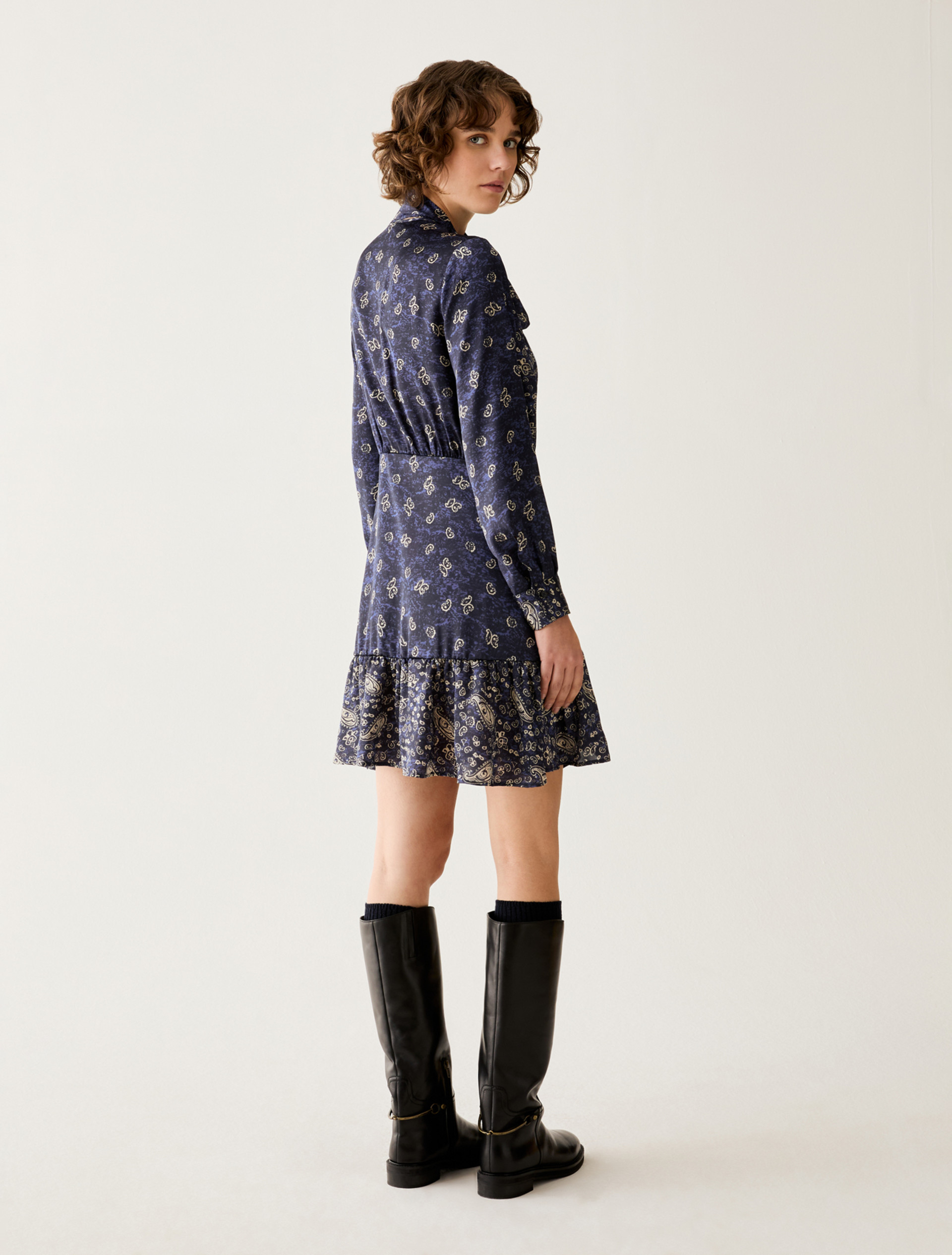 Paisley-print satin dress - NAVY - Pennyblack - 3