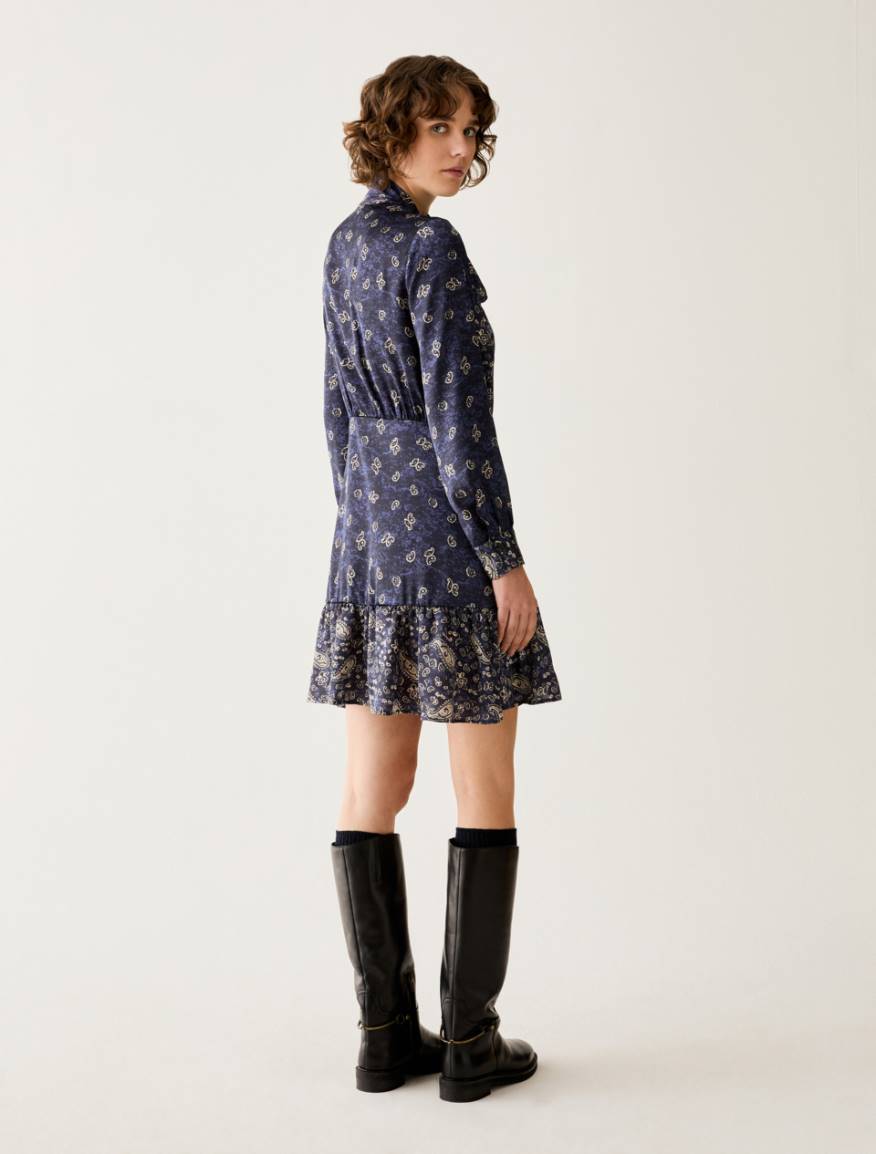 Paisley-print satin dress - NAVY - Pennyblack - 3