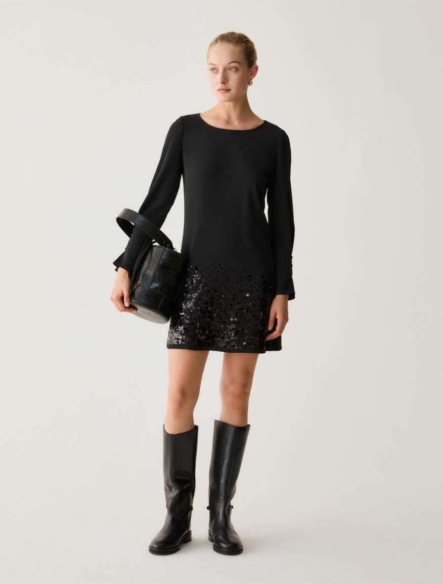 Sequinned shift dress - BLACK - Pennyblack - 5