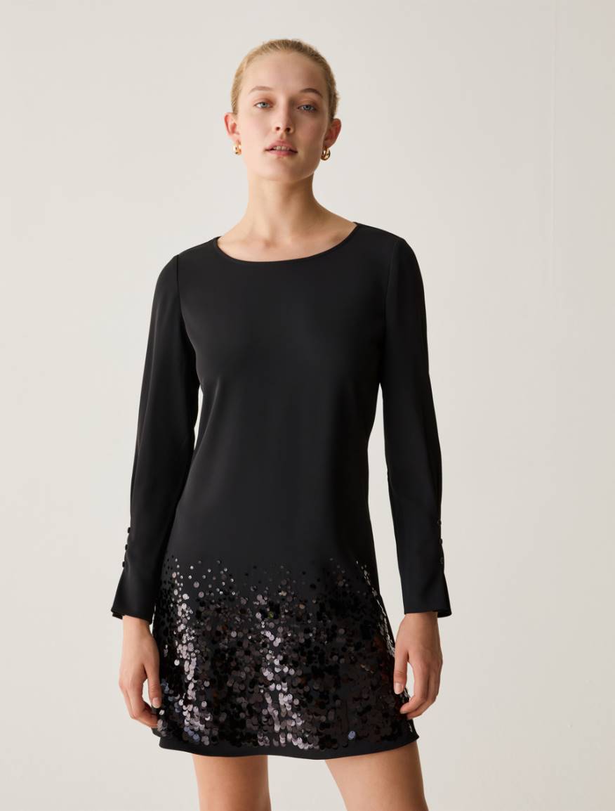 Sequinned shift dress - BLACK - Pennyblack