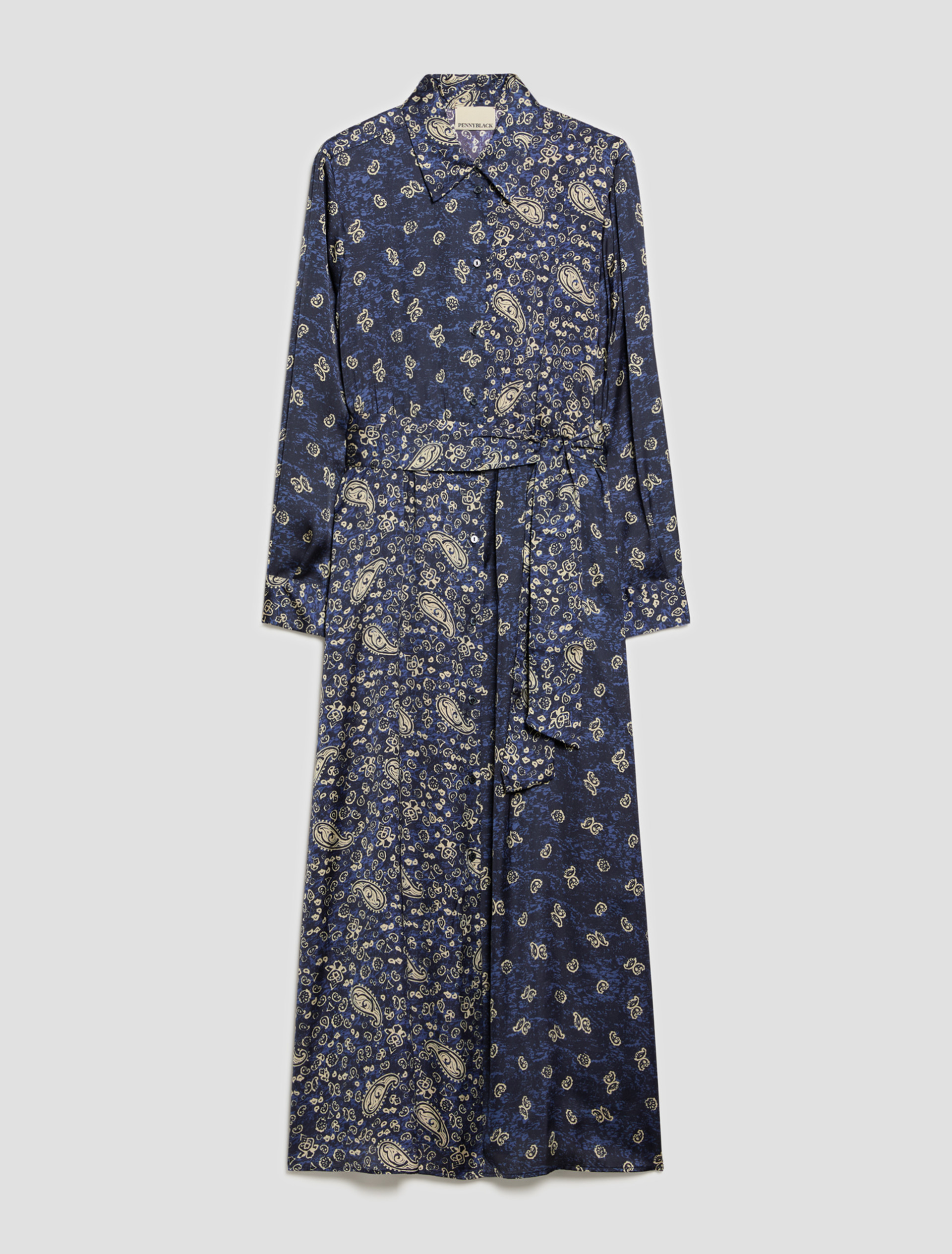 Paisley satin shirt dress - NAVY - Pennyblack - 2