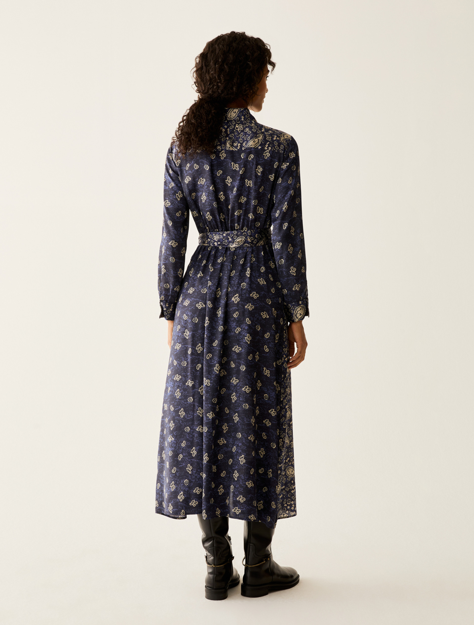 Paisley satin shirt dress - NAVY - Pennyblack - 3