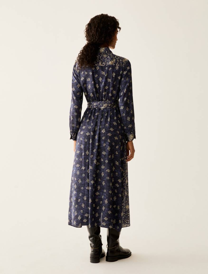 Paisley satin shirt dress - NAVY - Pennyblack - 3