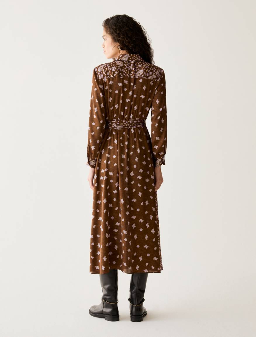 Paisley satin shirt dress - TOBACCO BROWN - Pennyblack - 3