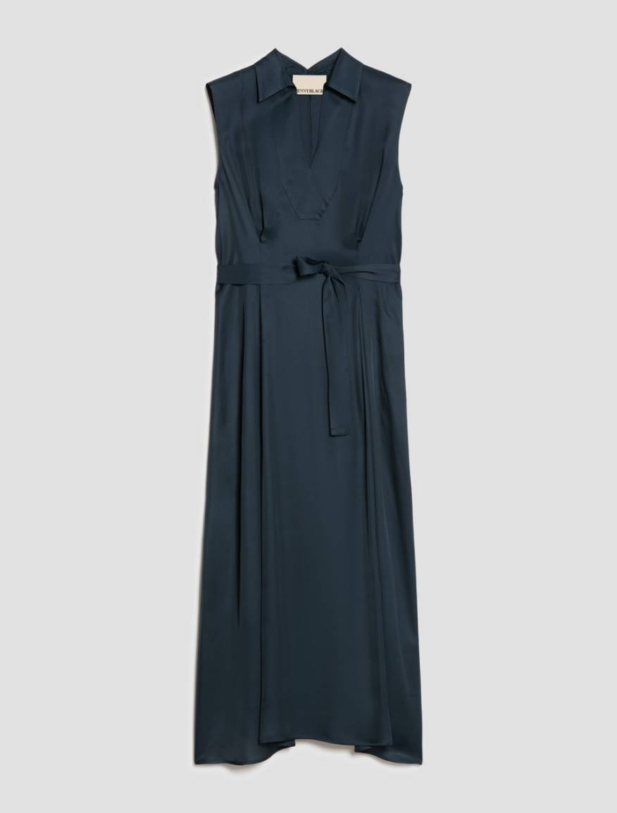 Fluid twill midi dress - NAVY - Pennyblack - 2