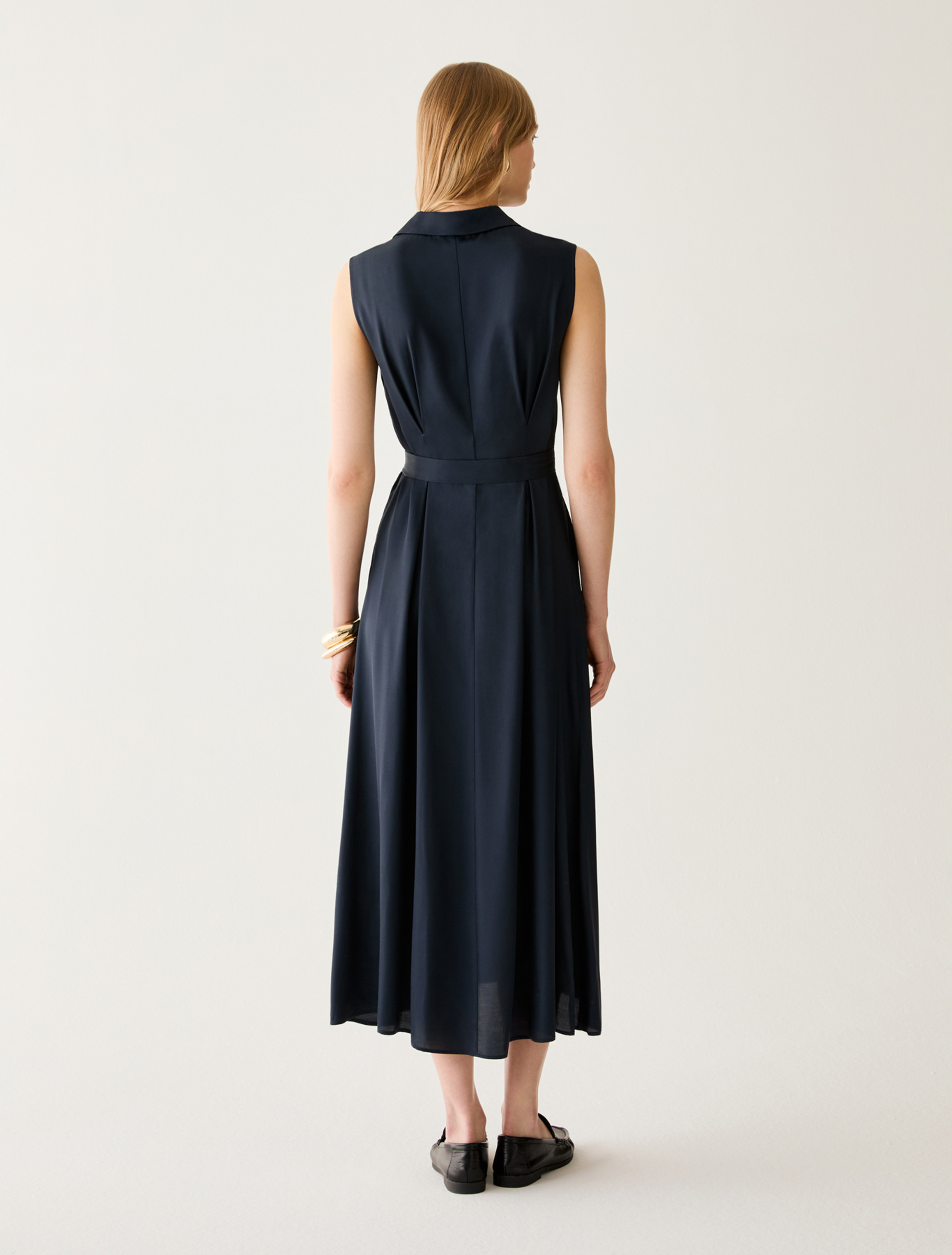 Fluid twill midi dress - NAVY - pennyblack