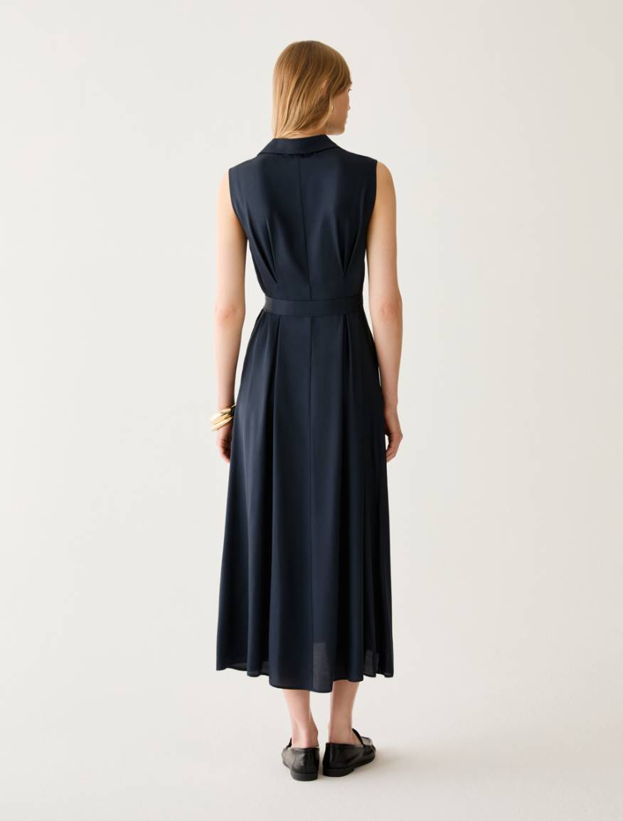 Fluid twill midi dress - NAVY - Pennyblack - 3