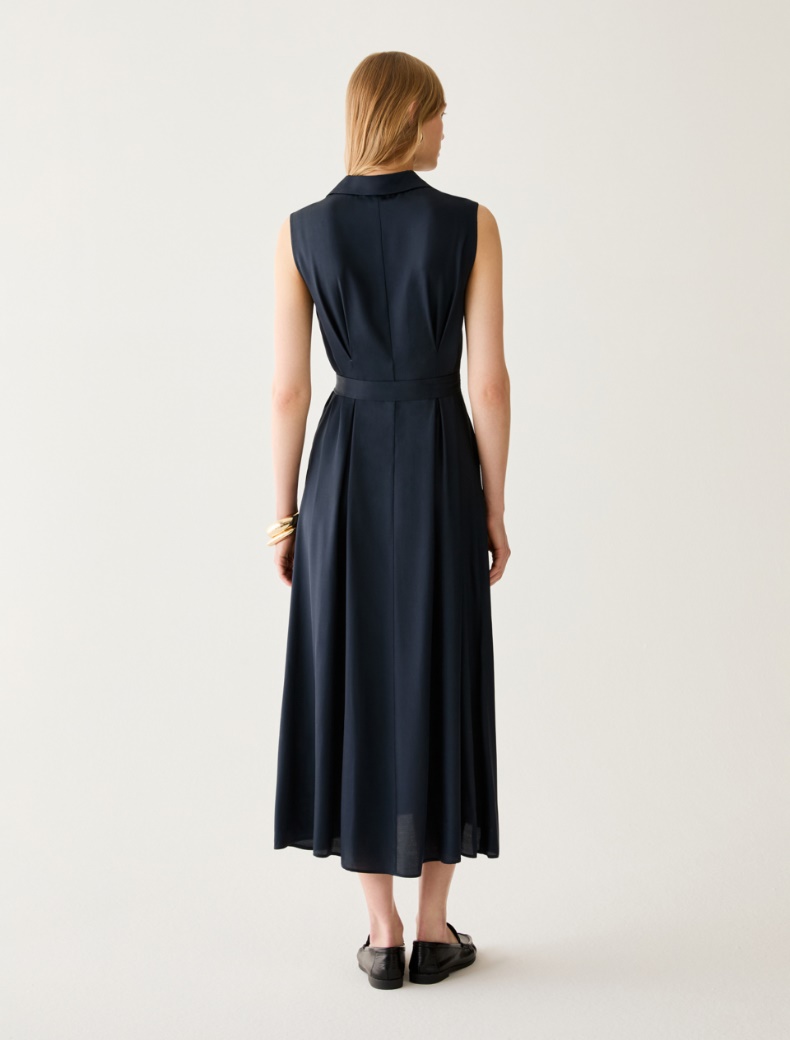 Fluid twill midi dress - NAVY - pennyblack