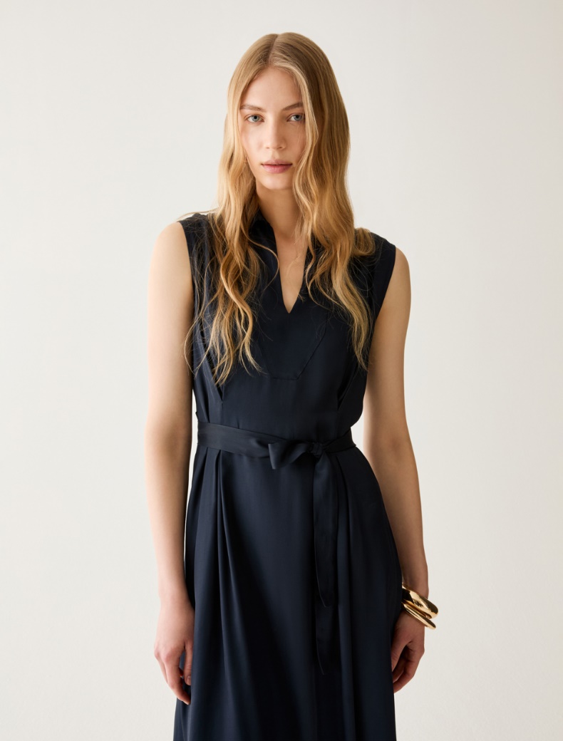 Fluid twill midi dress - NAVY - pennyblack