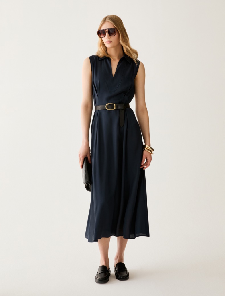 Fluid twill midi dress - NAVY - pennyblack