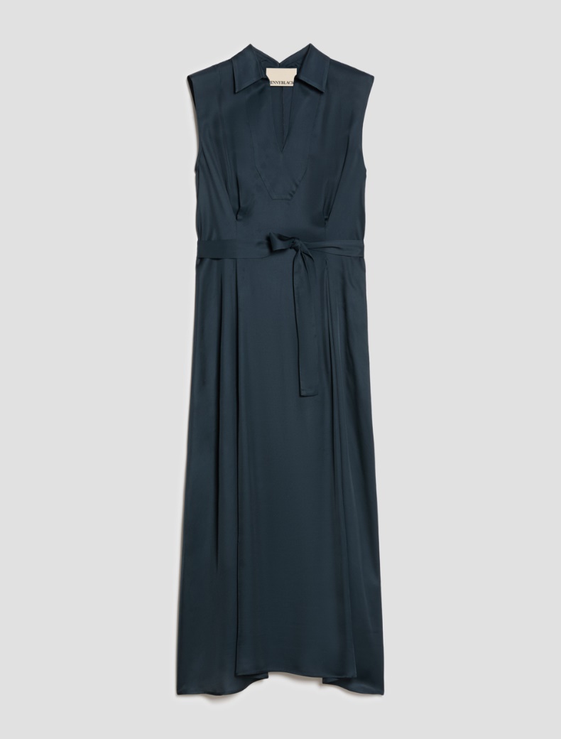 Fluid twill midi dress - NAVY - pennyblack