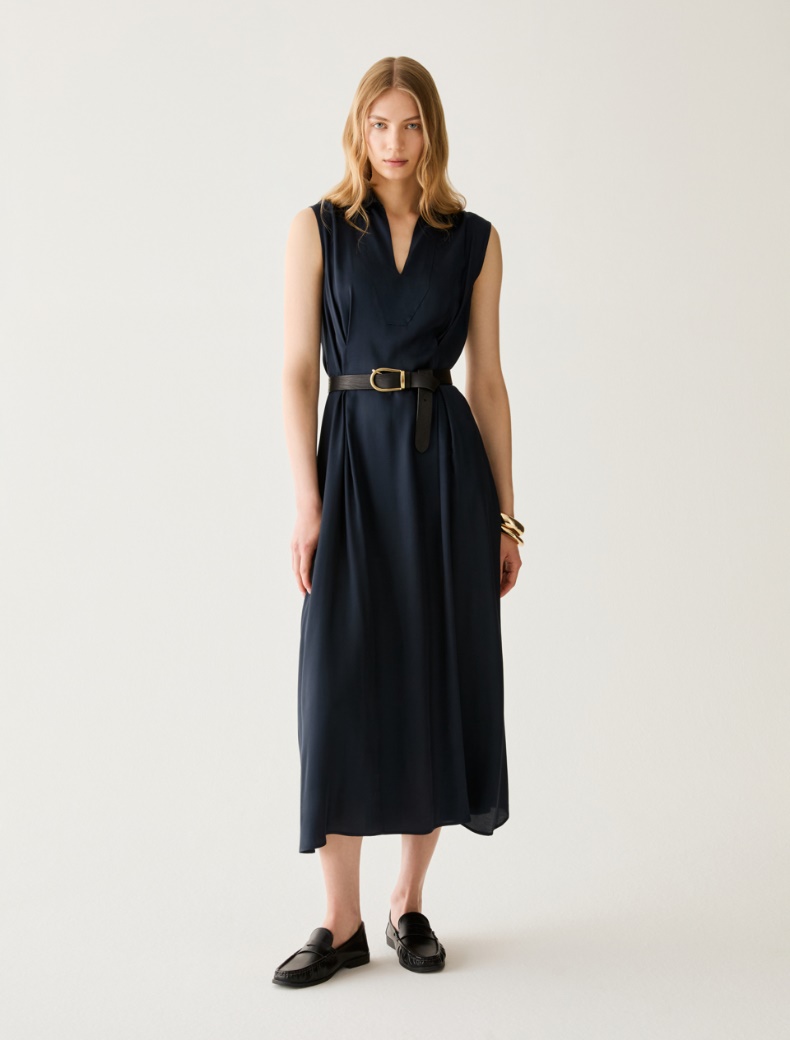 Fluid twill midi dress - NAVY - pennyblack