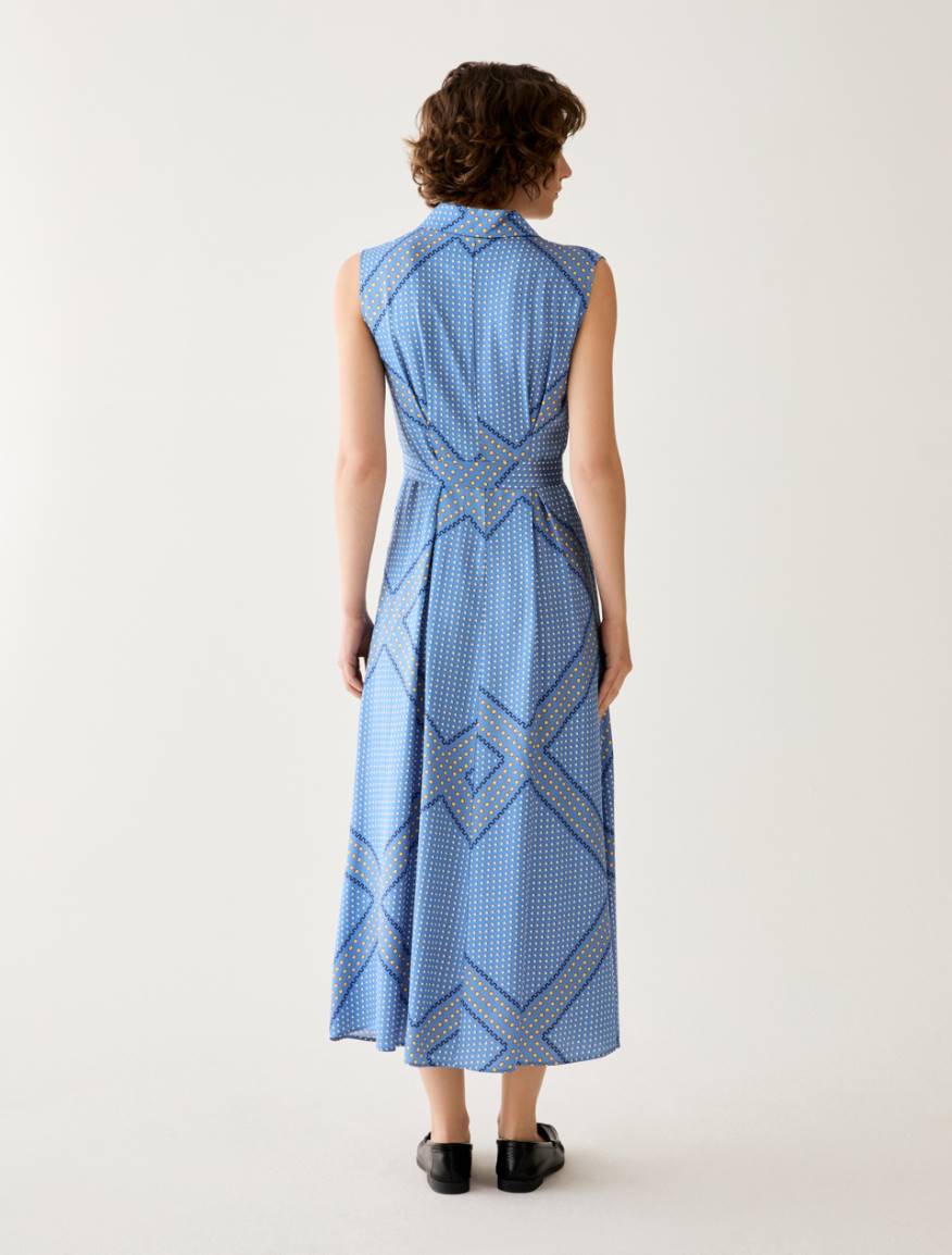 Fluid twill midi dress - PERIWINKLE BLUE - Pennyblack - 3
