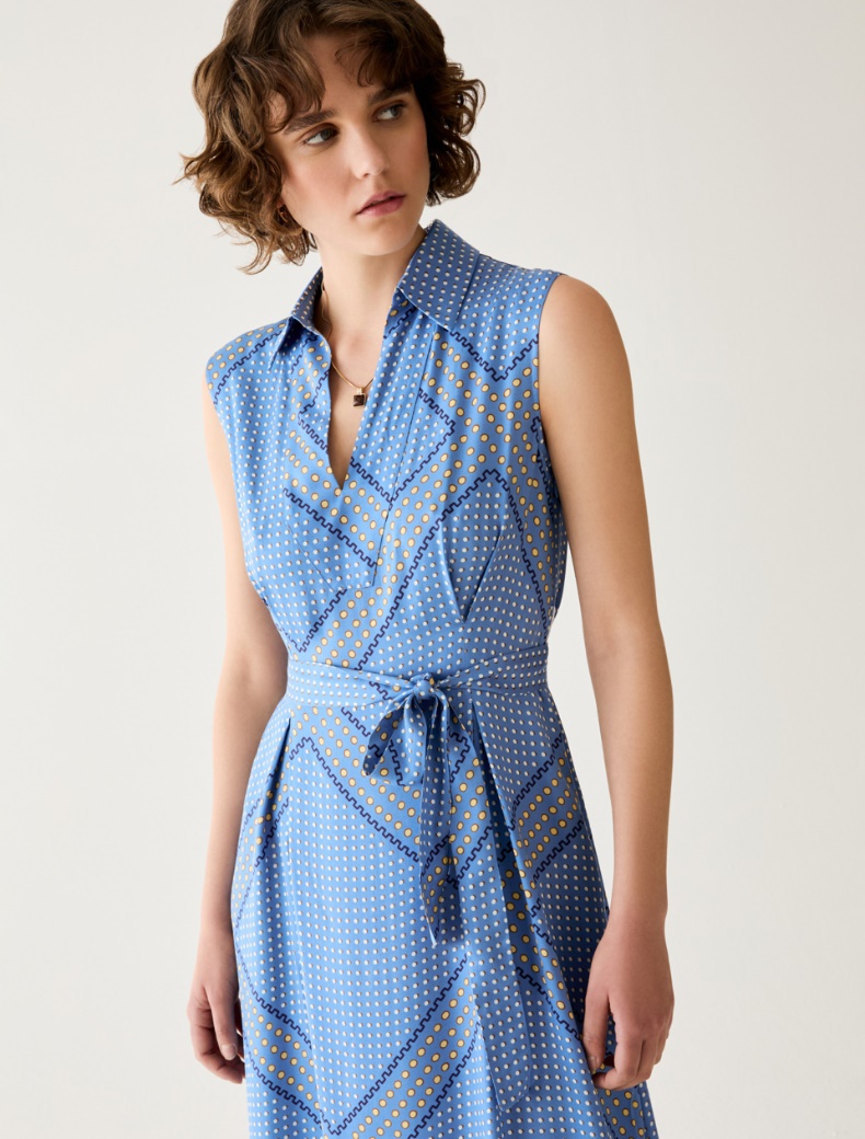 Fluid twill midi dress - PERIWINKLE BLUE - pennyblack