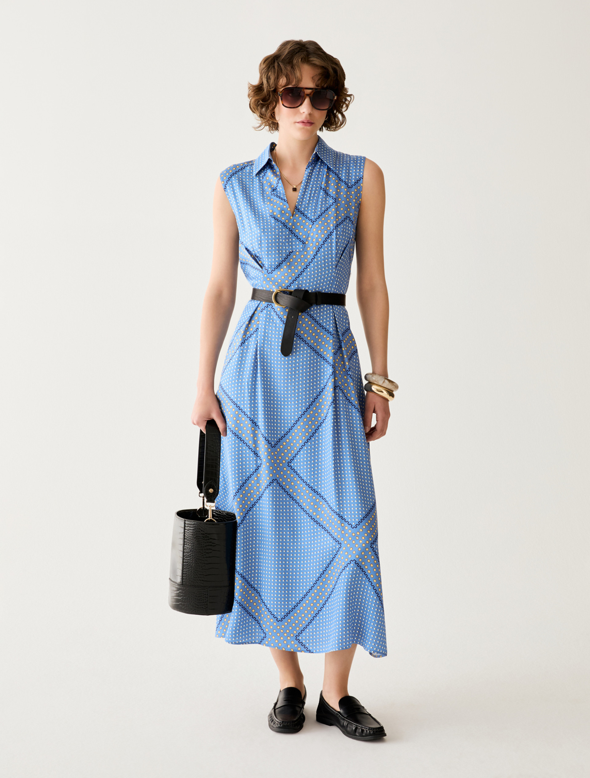 Fluid twill midi dress - PERIWINKLE BLUE - pennyblack