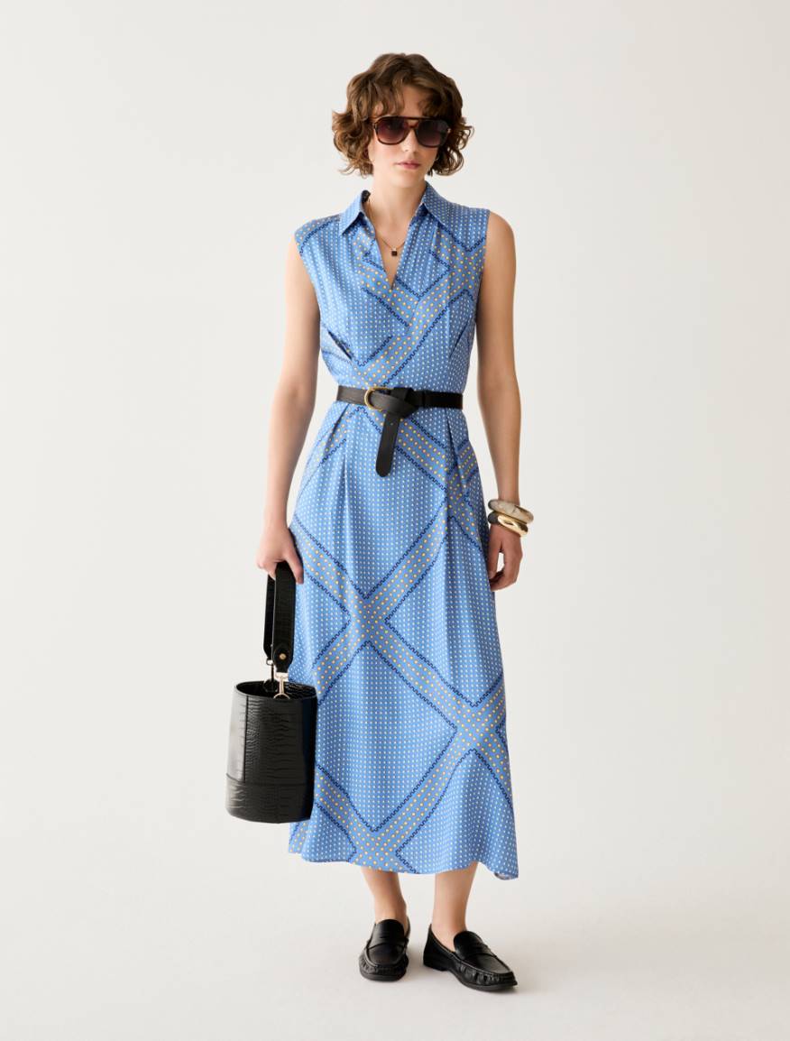 Fluid twill midi dress - PERIWINKLE BLUE - Pennyblack - 5