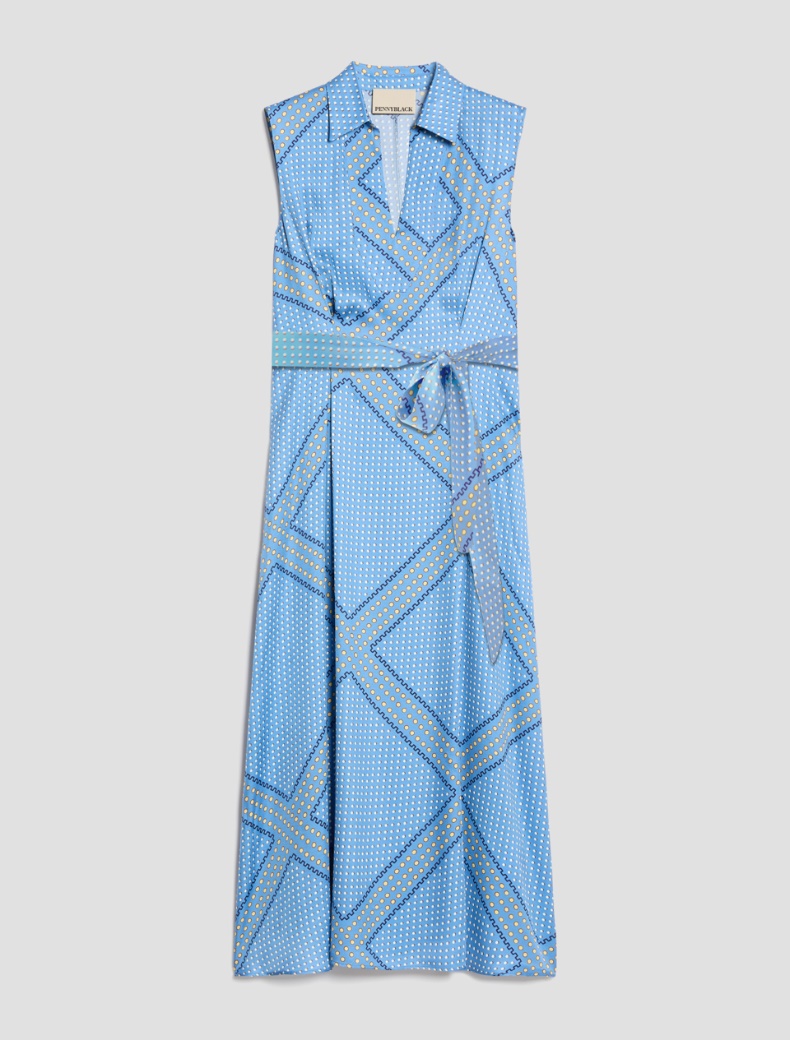 Fluid twill midi dress - PERIWINKLE BLUE - pennyblack