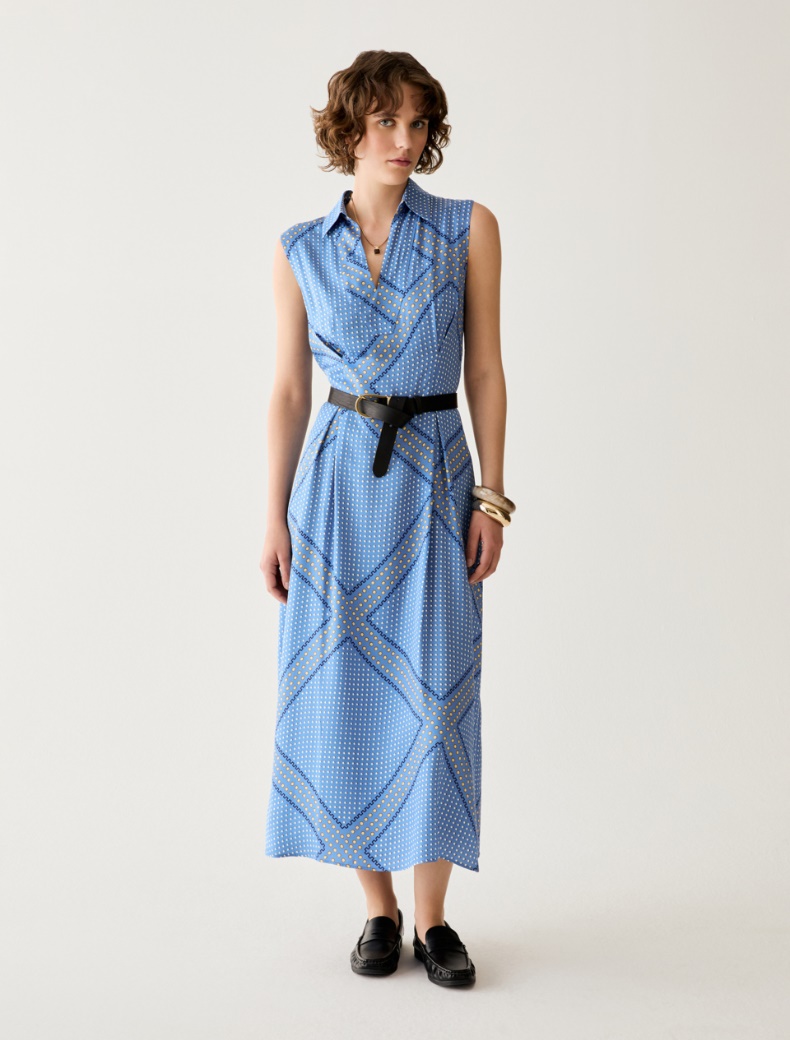 Fluid twill midi dress - PERIWINKLE BLUE - pennyblack