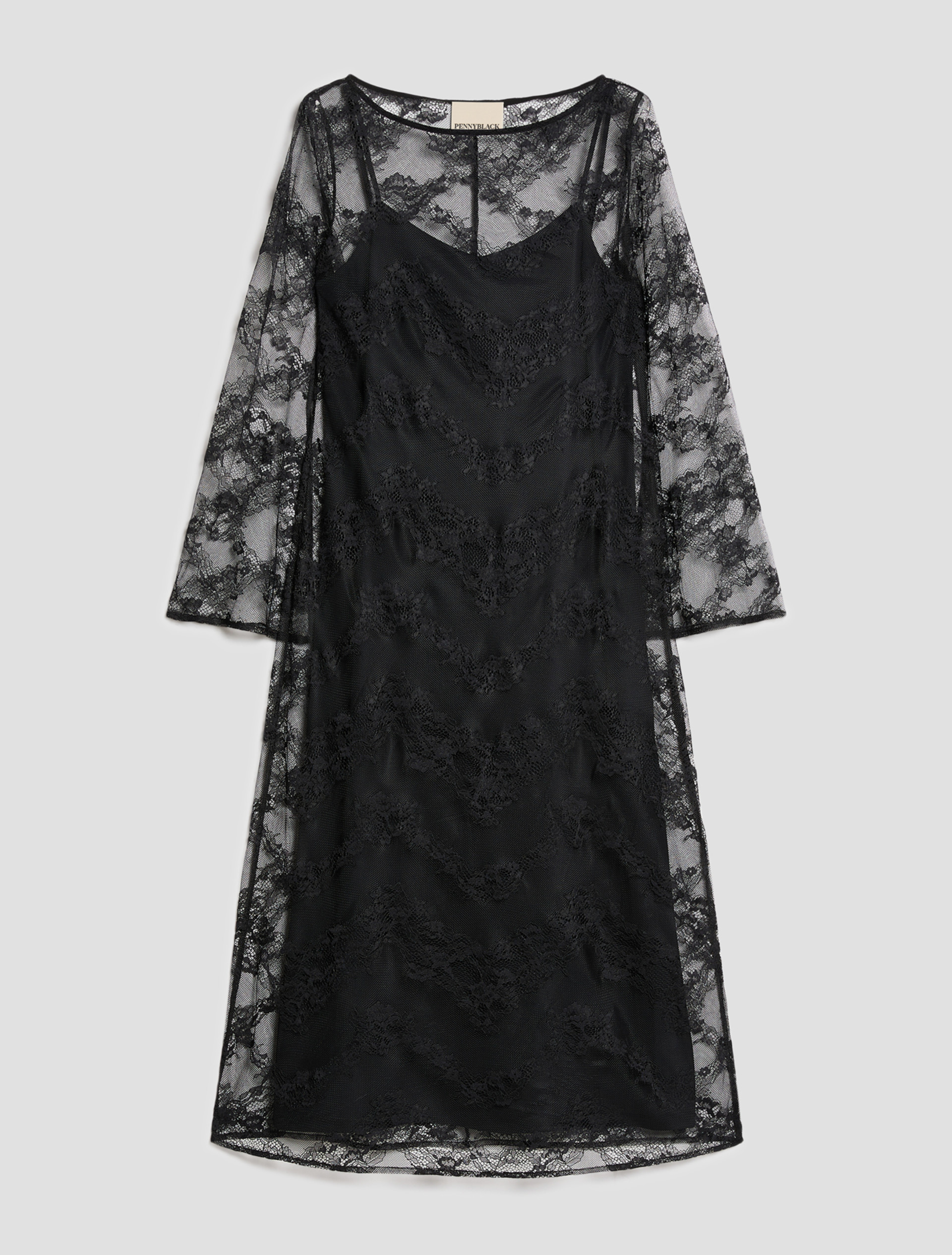 2-in-1 lace and twill dress - BLACK - Pennyblack - 2