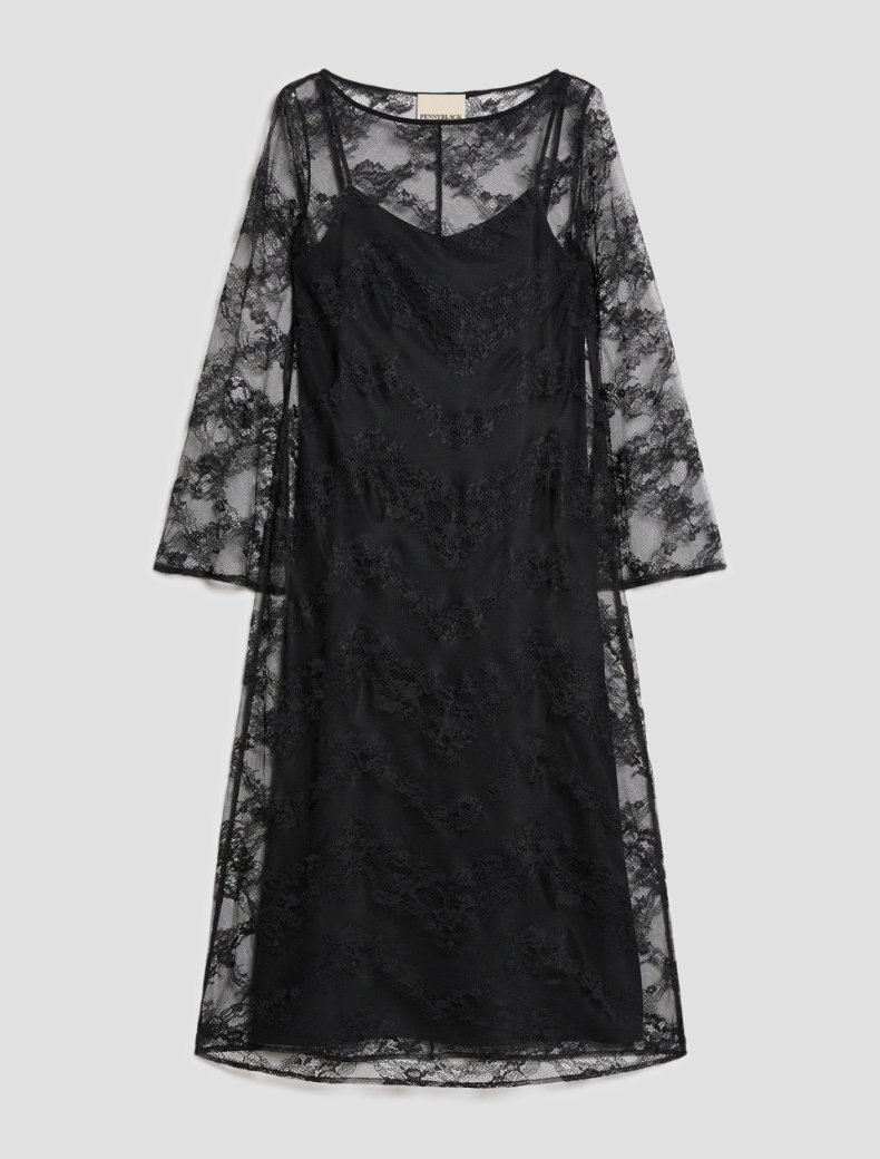 2-in-1 lace and twill dress - Pennyblack - 2