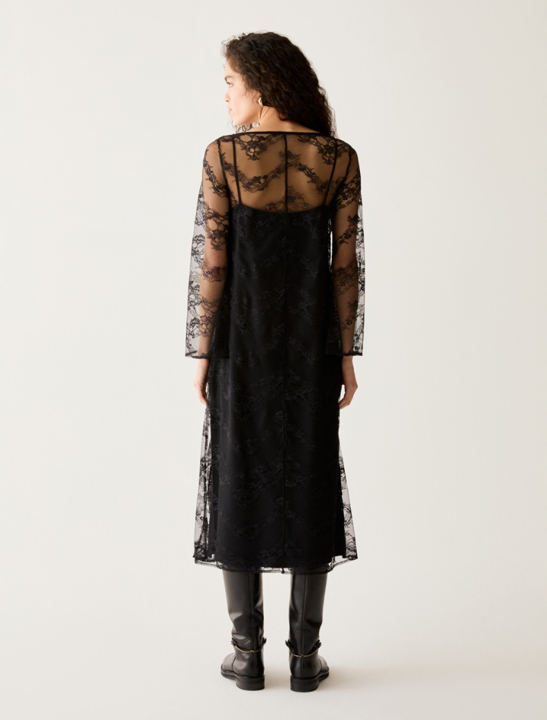 2-in-1 lace and twill dress - Pennyblack - 3
