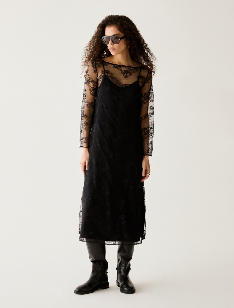 2-in-1 lace and twill dress - Pennyblack - 5