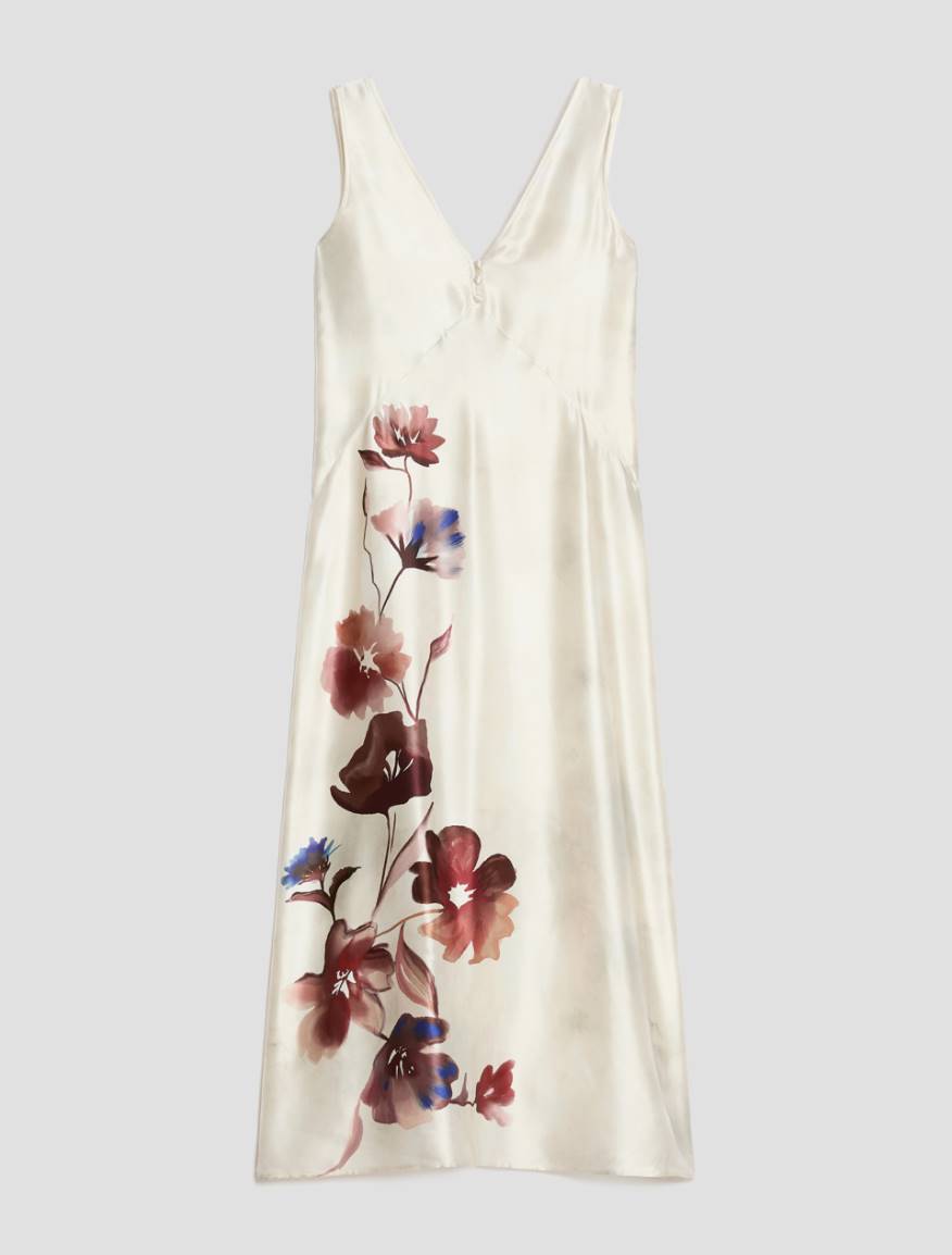 Floral silk satin dress - BRICK RED - Pennyblack - 2