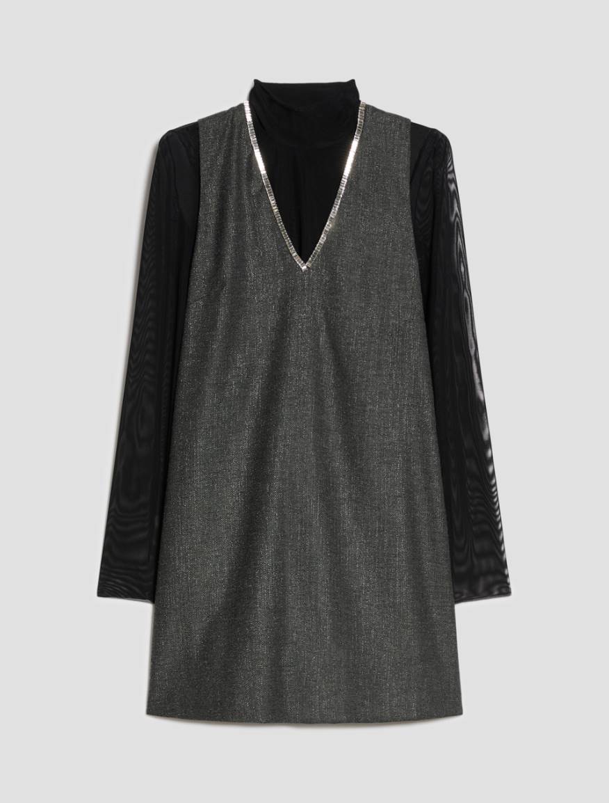 Chevron lamé dress with T-shirt - PEWTER - Pennyblack - 2