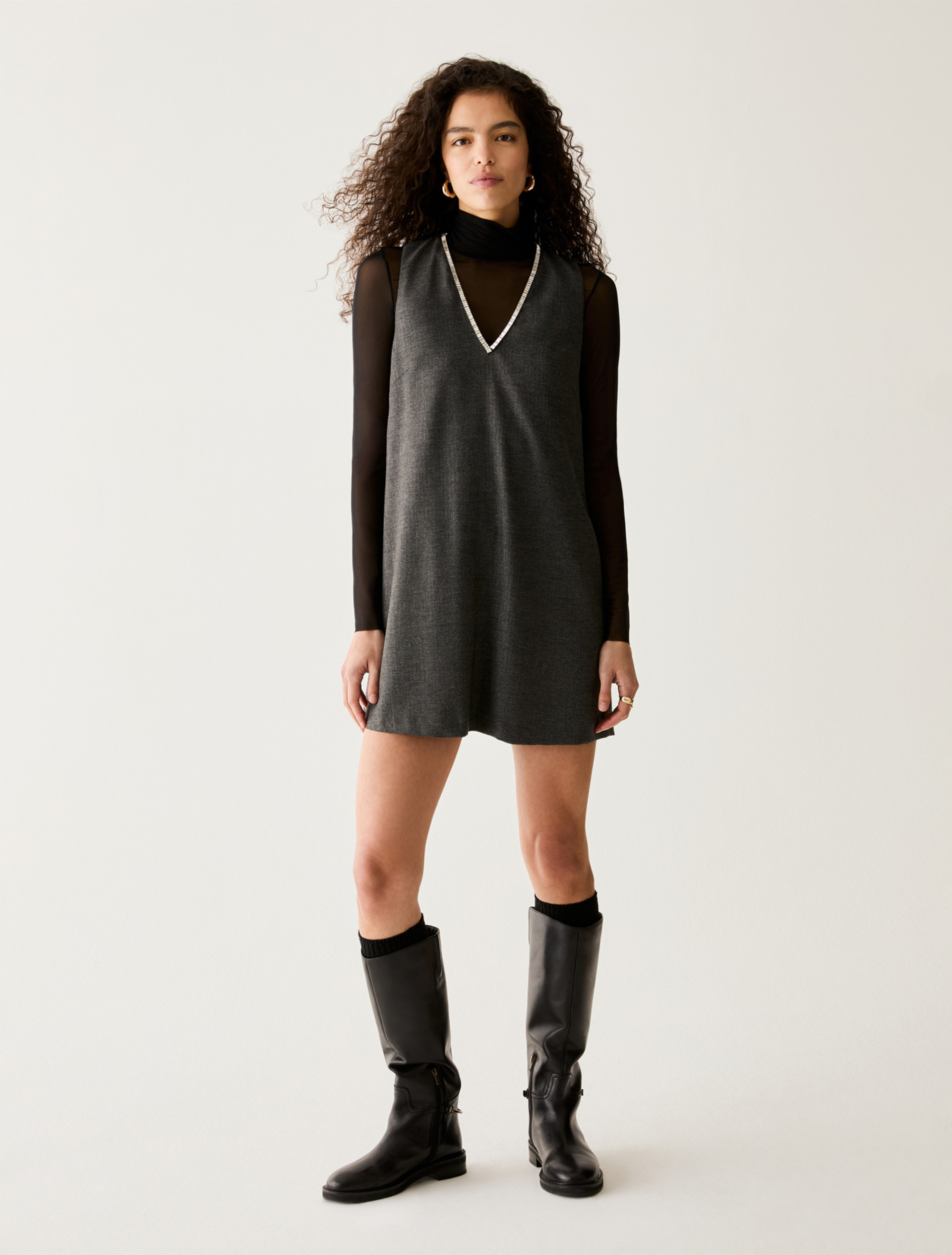 Chevron lamé dress with T-shirt - PEWTER - Pennyblack - 1