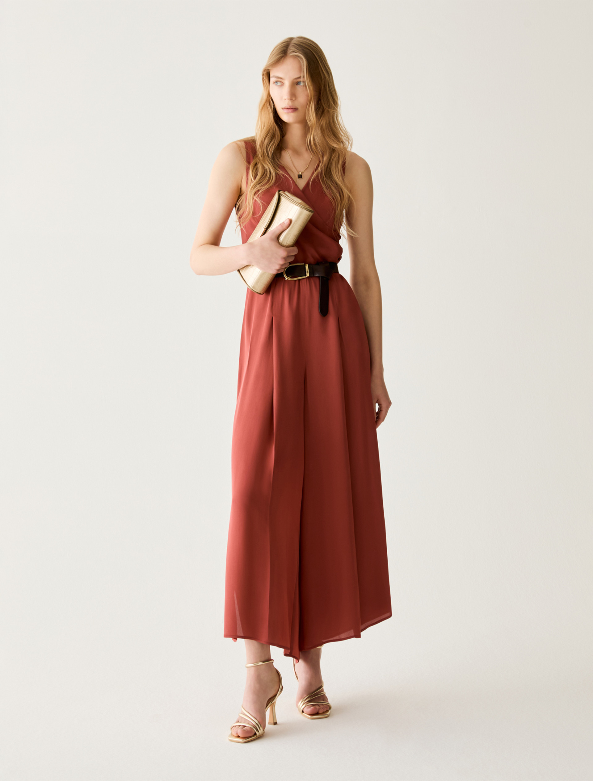 Double georgette jumpsuit - RED - pennyblack