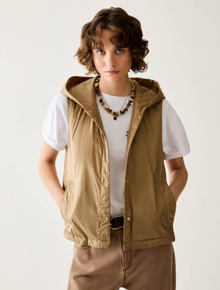 Water-repellent padded gilet - CAMEL - Pennyblack