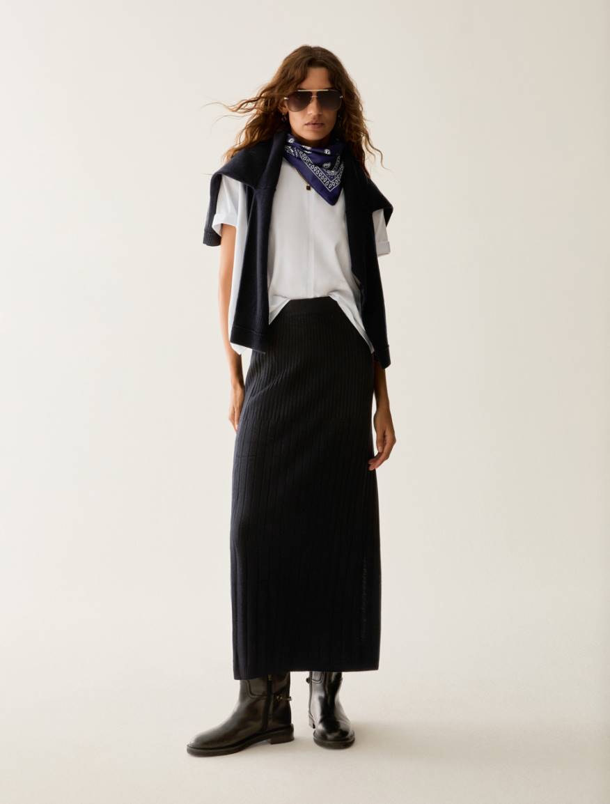 Ribbed knit skirt - BLACK - Pennyblack - 5