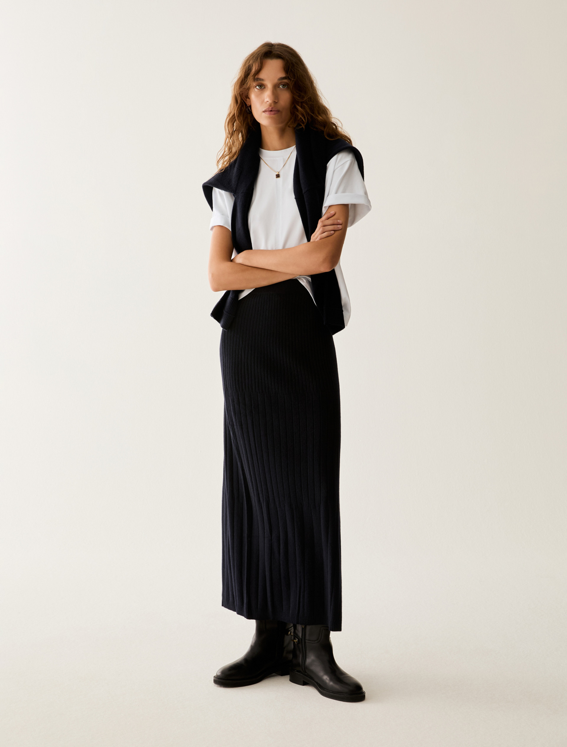 Ribbed knit skirt - BLACK - Pennyblack - 1