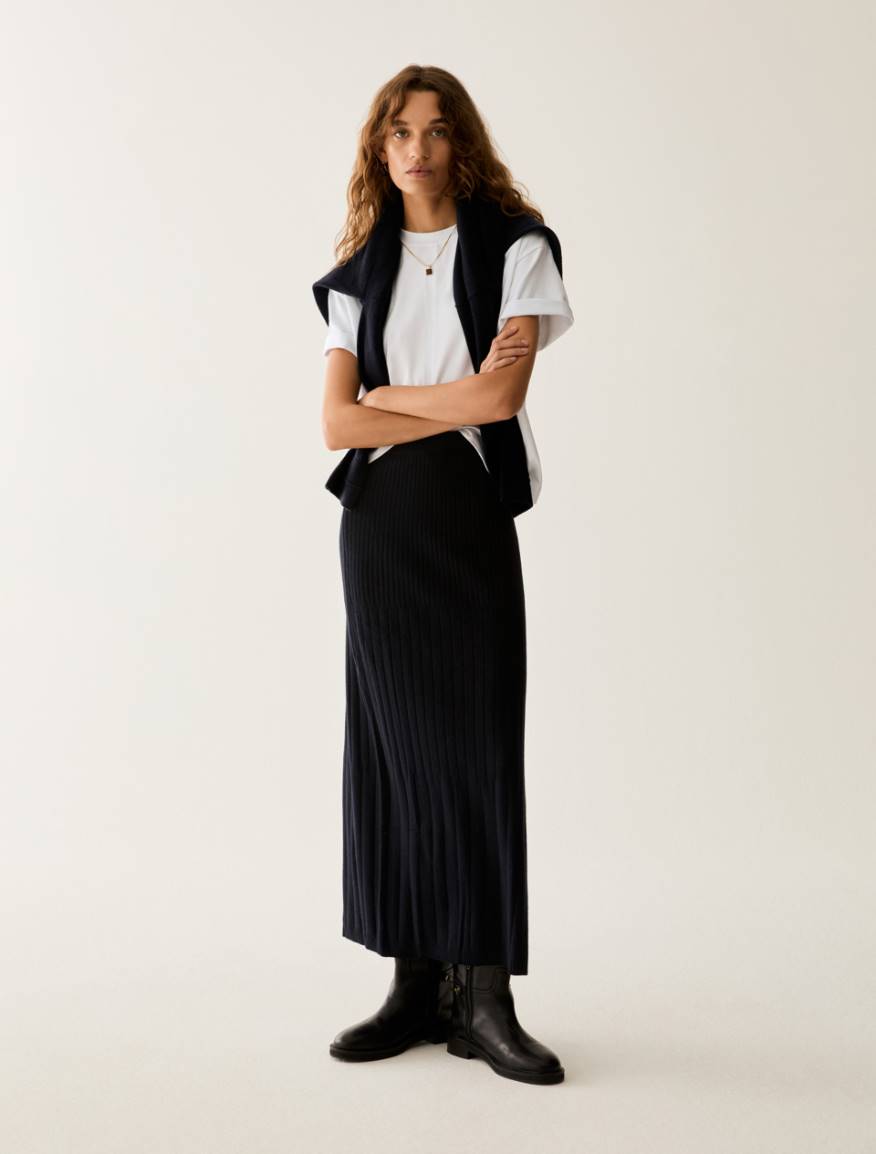 Ribbed knit skirt - BLACK - Pennyblack