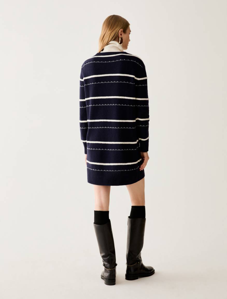 3D-striped knit dress - NAVY - Pennyblack - 3
