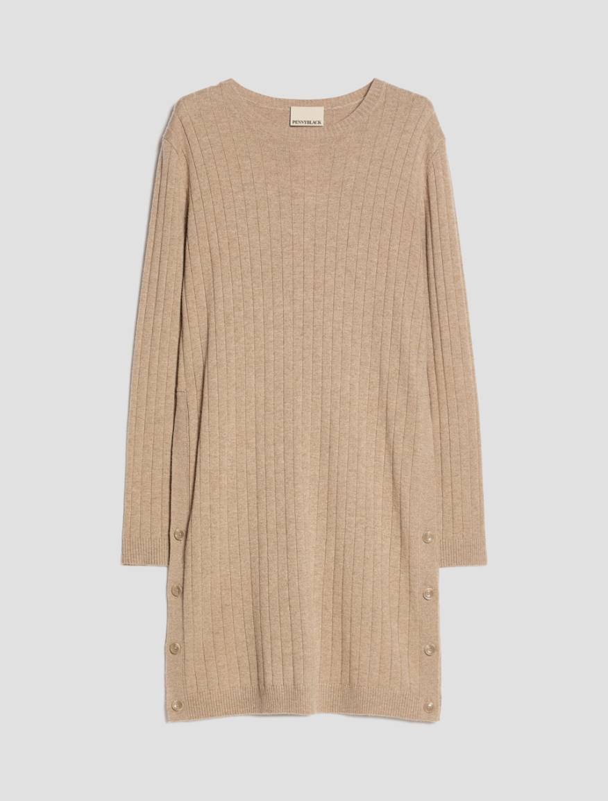 Rib-knit dress - HAZELNUT BROWN - Pennyblack - 2