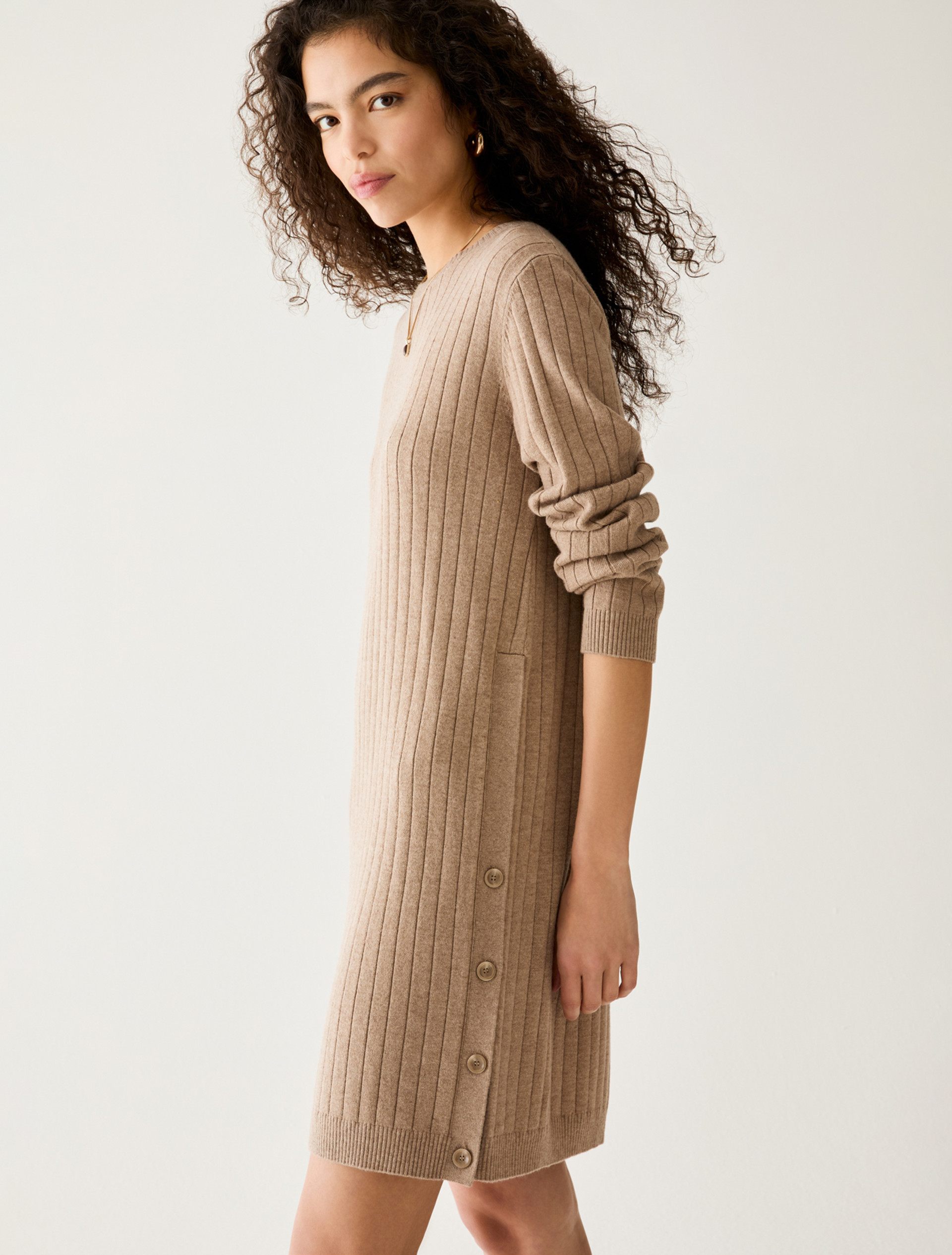Rib-knit dress - HAZELNUT BROWN - Pennyblack - 4