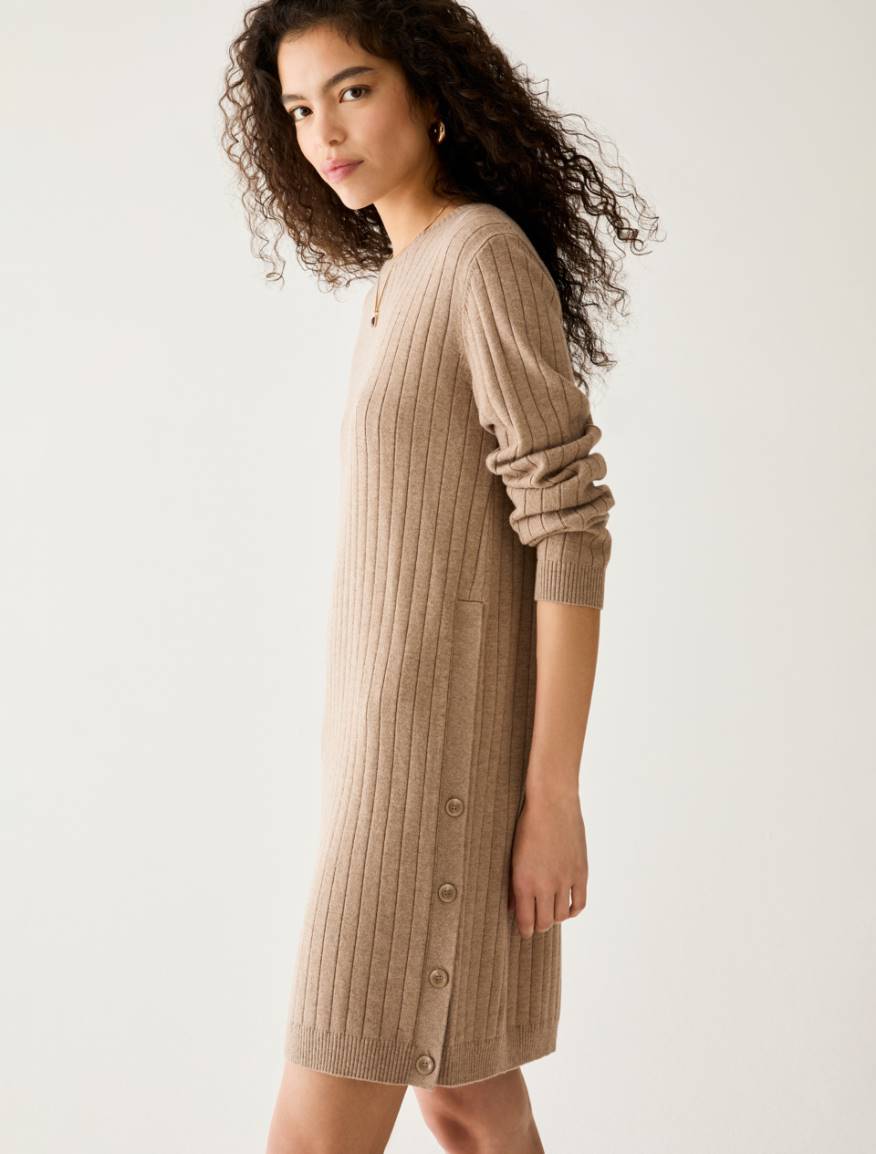 Rib-knit dress - HAZELNUT BROWN - Pennyblack - 4