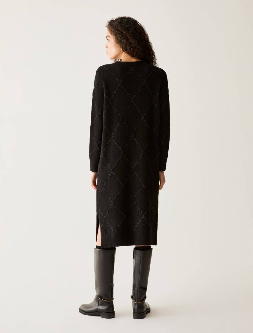 Argyle lamé knit dress - BLACK - Pennyblack - 3