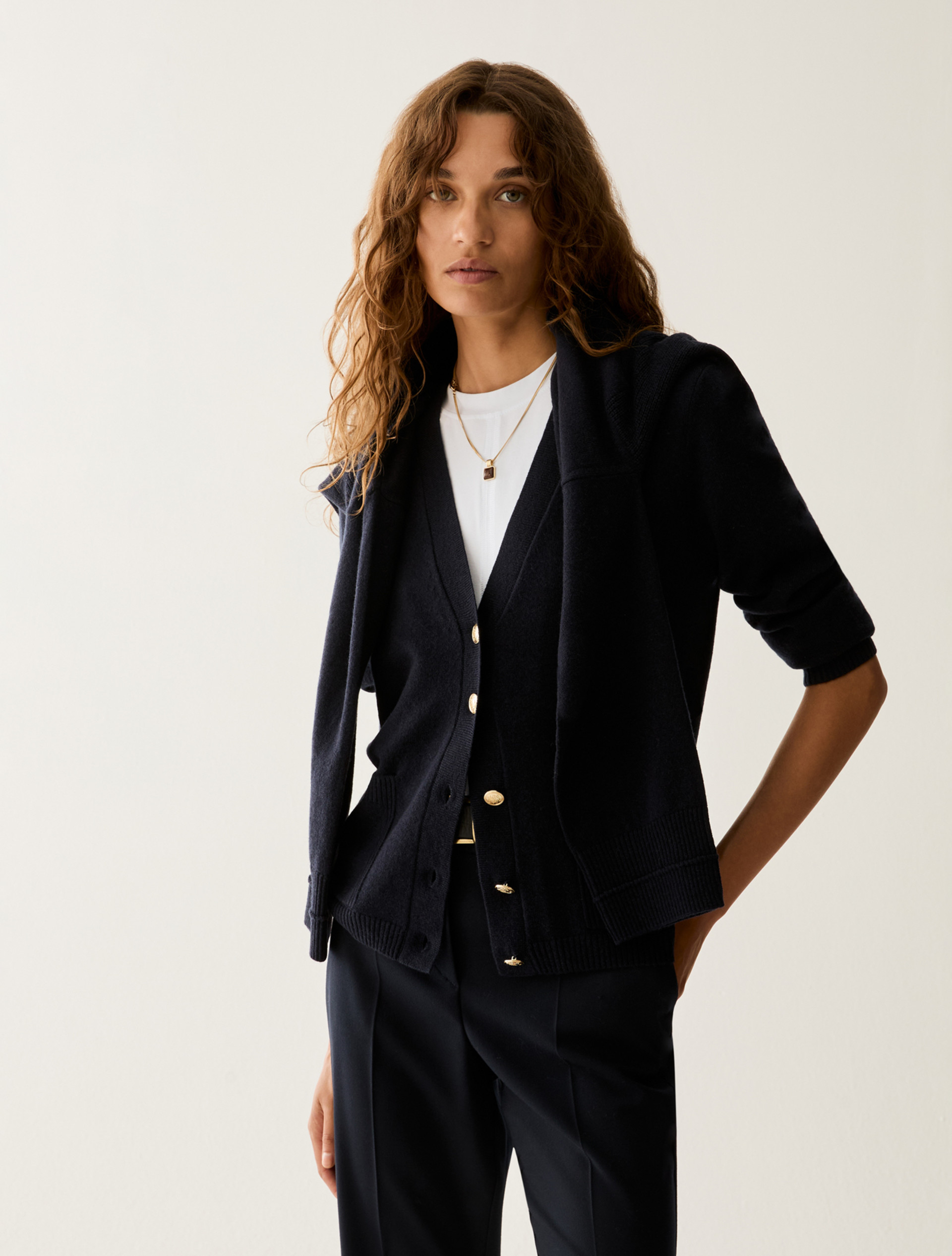 Wool/cashmere cardigan - NAVY - Pennyblack - 1