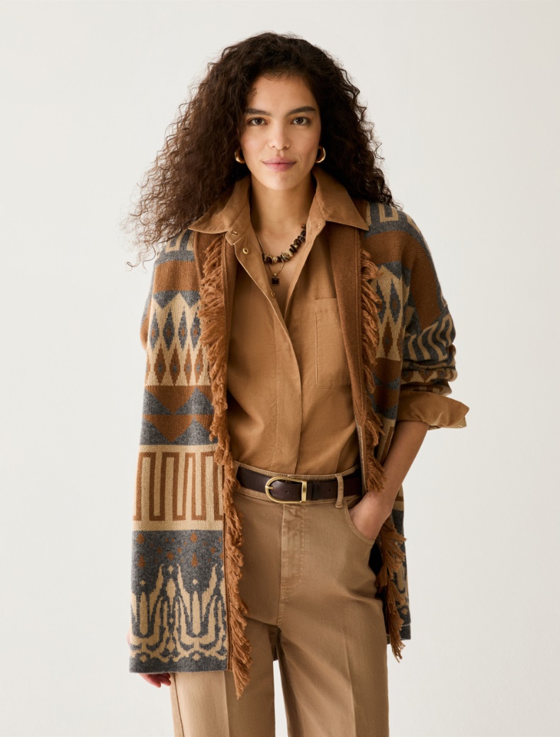 Fringed jacquard cardigan - Pennyblack - 6