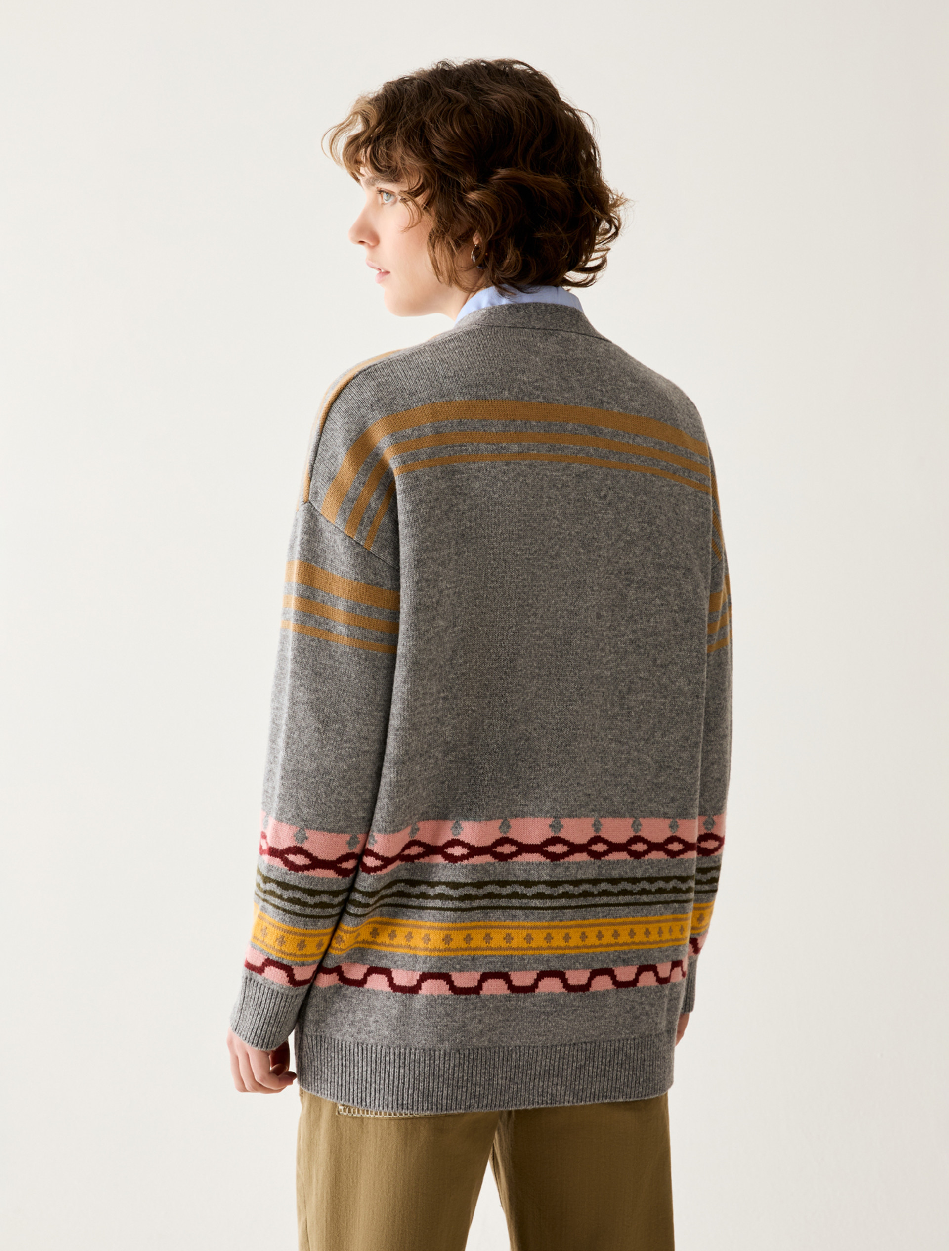 Embroidered jacquard cardigan - PEARL GREY - Pennyblack - 3