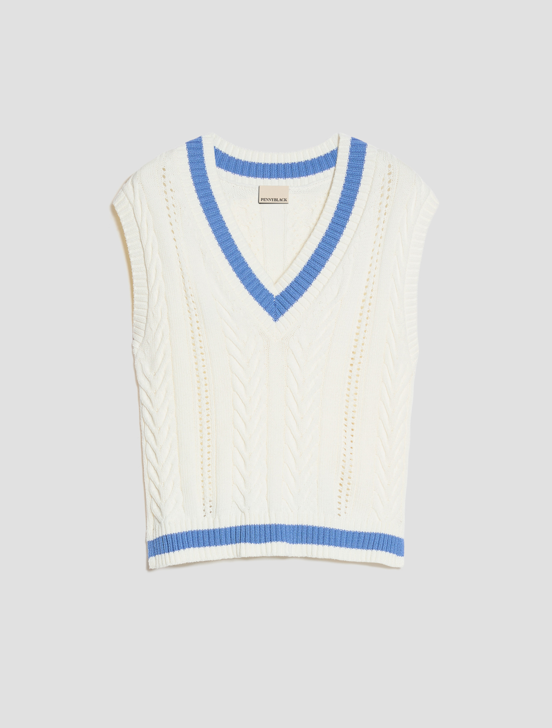 Cable-knit slipover - PERIWINKLE BLUE - pennyblack