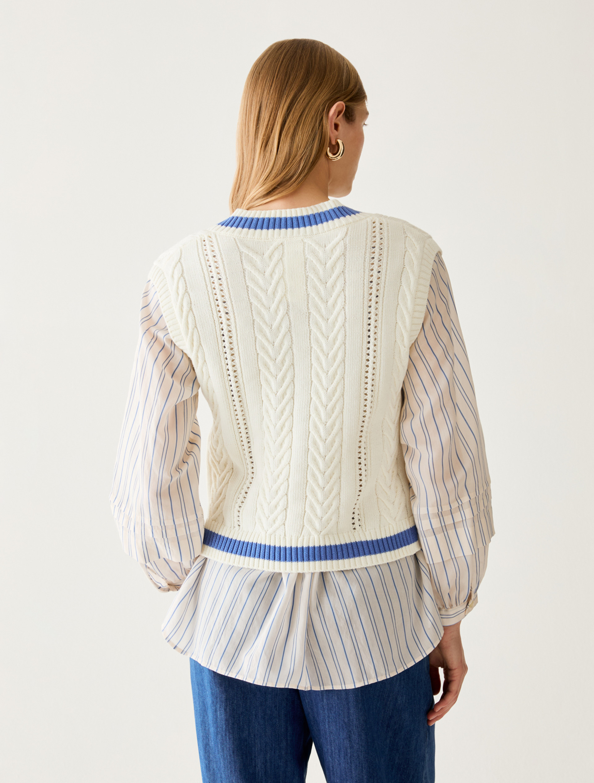 Cable-knit slipover - PERIWINKLE BLUE - pennyblack