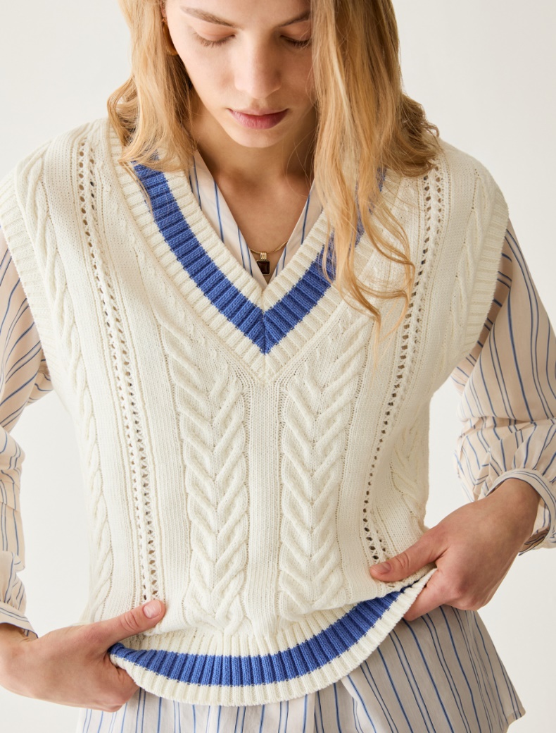 Cable-knit slipover - PERIWINKLE BLUE - pennyblack