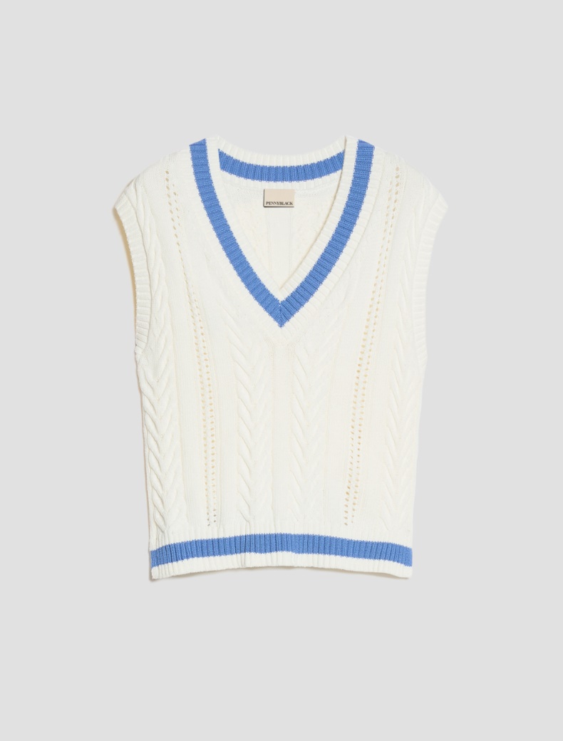 Cable-knit slipover - PERIWINKLE BLUE - pennyblack