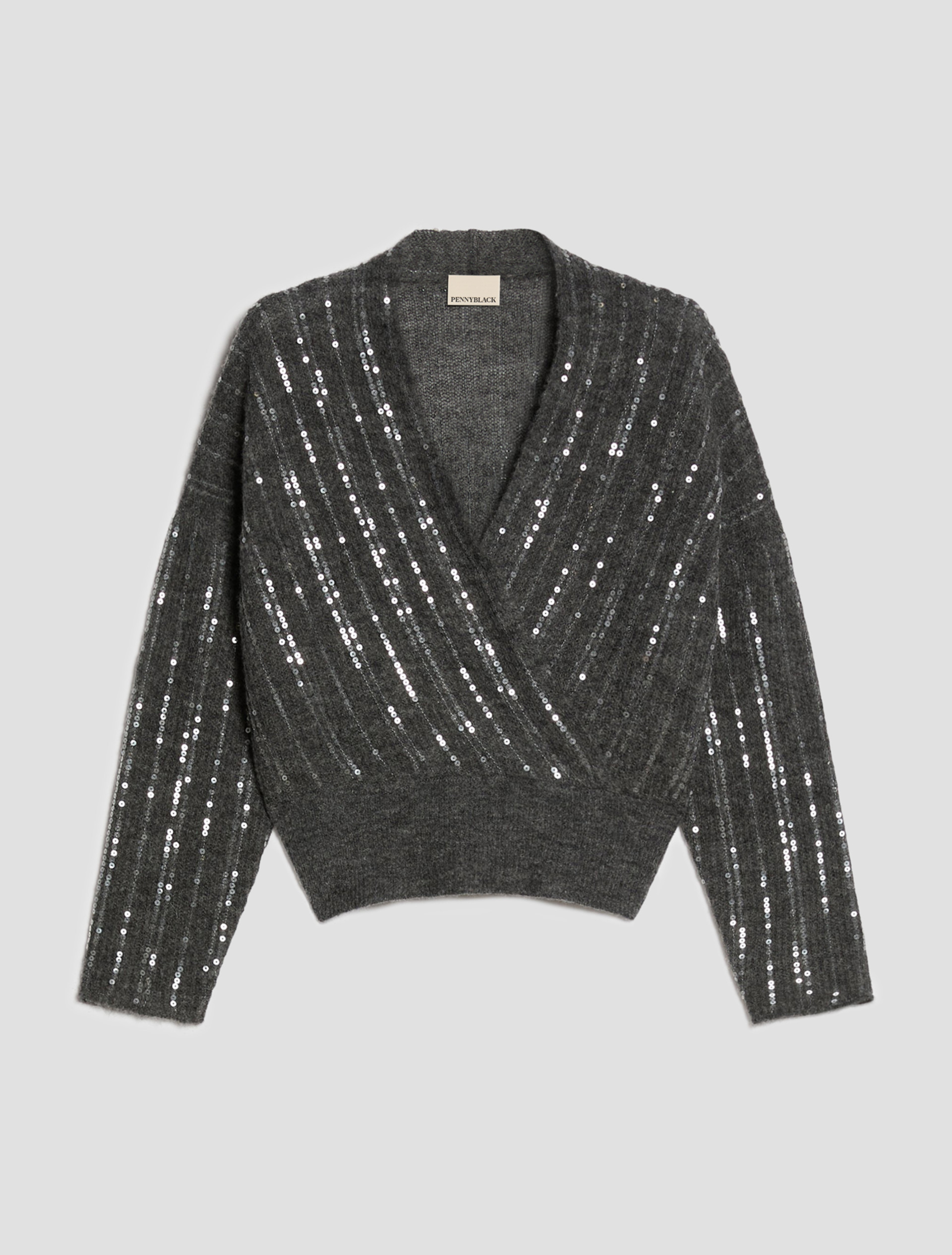 Sequin-embroidered jumper - GREY - Pennyblack - 2
