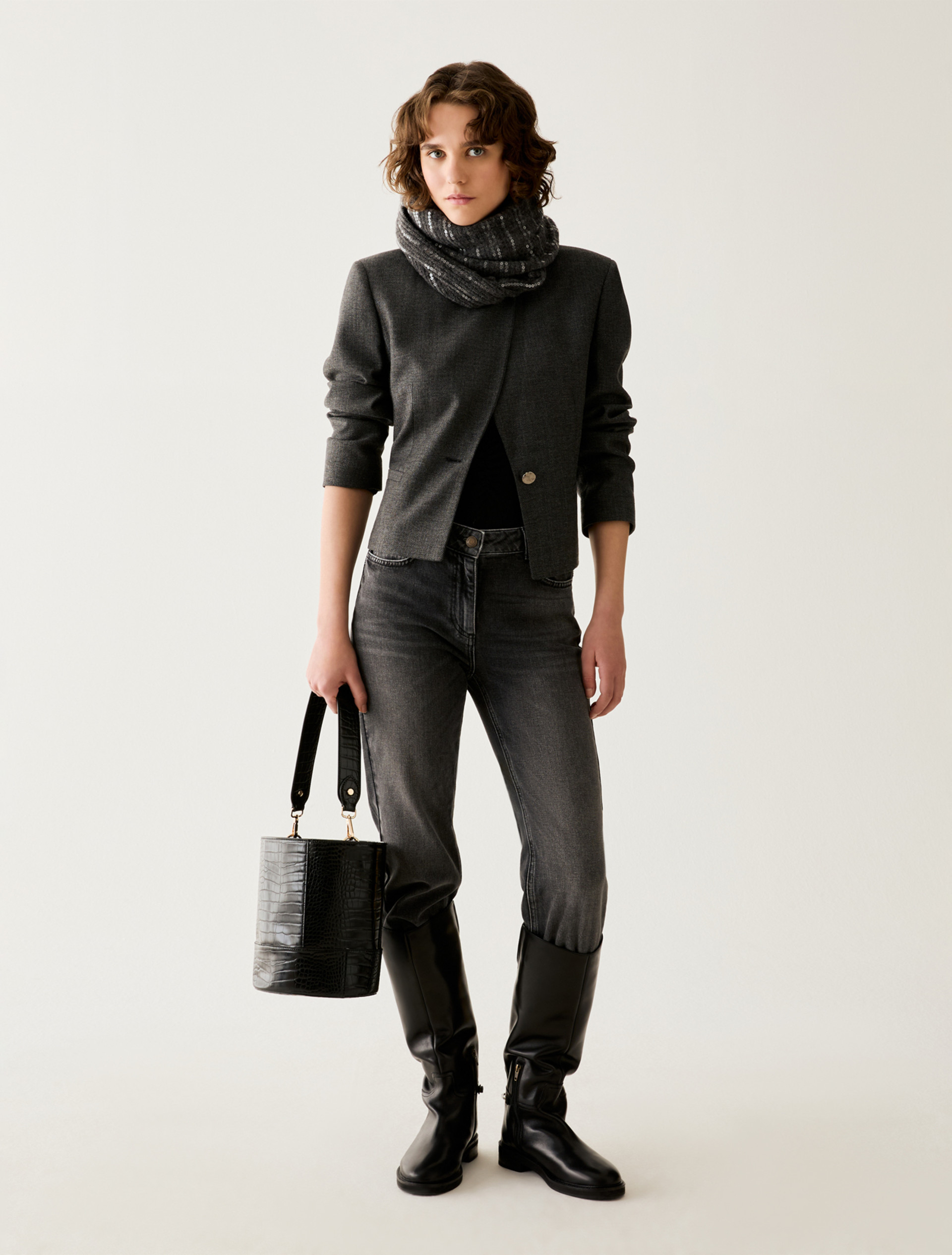 Sequin-embroidered jumper - GREY - Pennyblack - 5