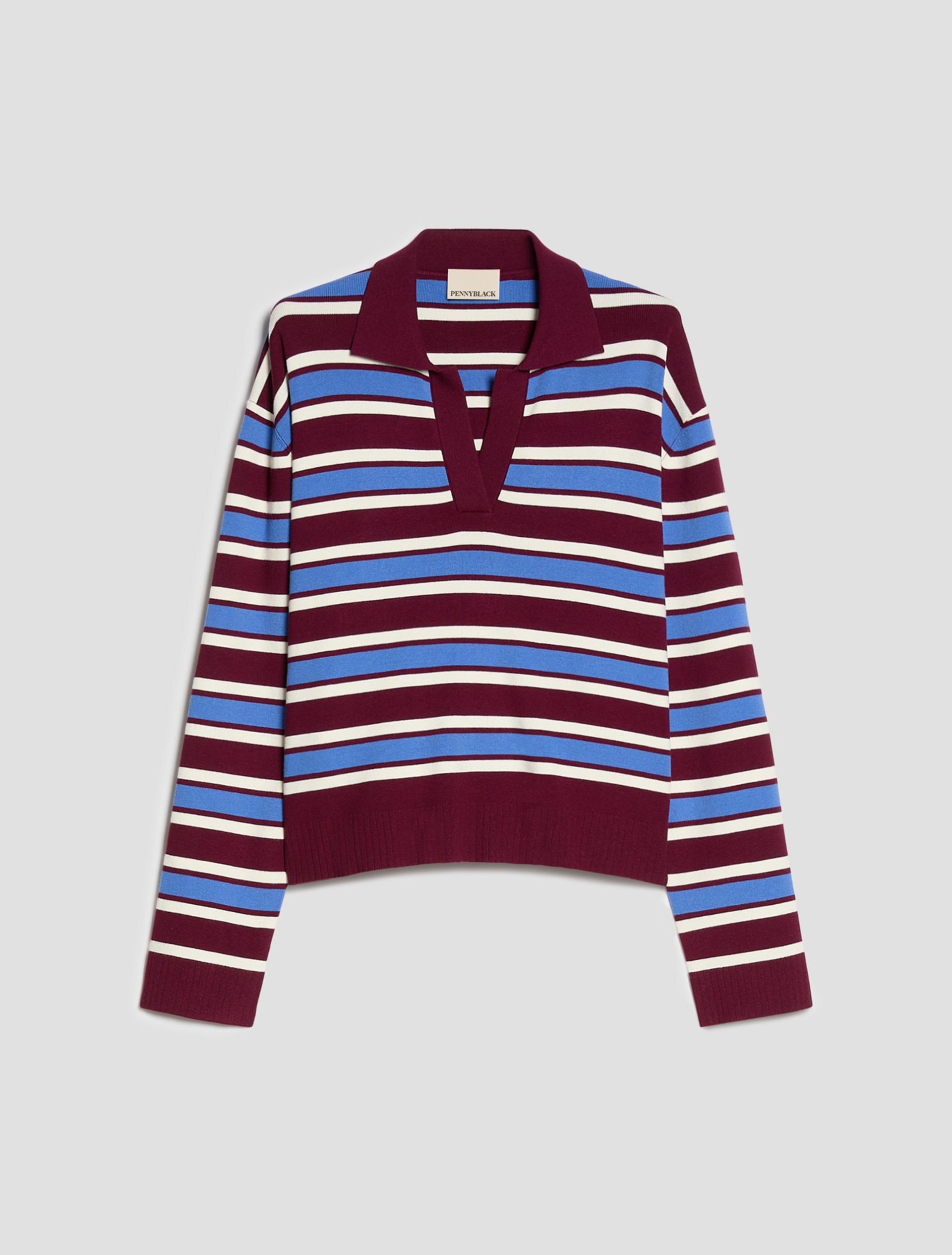 Fine-knit polo shirt - BORDEAUX - Pennyblack - 2