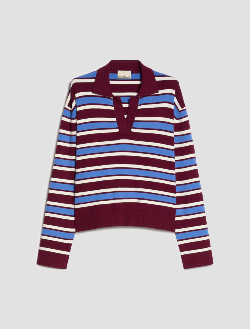 Fine-knit polo shirt - BORDEAUX - Pennyblack - 2